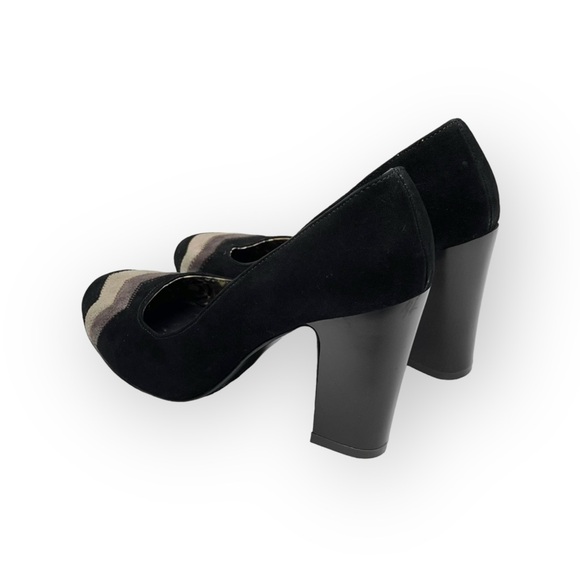 Missoni x Target ミ★ Barkwood Chevron Print Suede Heeled Pumps ミ★ Black ミ★ 6.5M - Picture 5 of 16